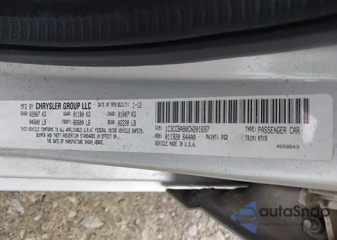 2012 Chrysler 200 Lx from USA, damaged, VIN 1C3CCBAB0CN201697